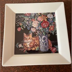 Klaus Kuntscher Ceramic Cat Bouquet Decorative Wall Hanging Plate 1989 Hallmark